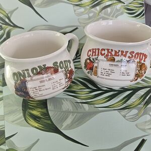 Vintage Style Onion and Chicken Soup Mugs